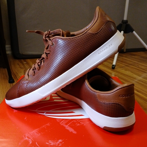 New Cole Haan Grandpro Tennis Mens 11 M Sneakers Leather Woodbury Brown C28871